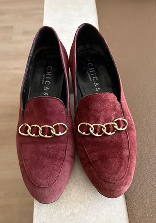 Mocasines Chicas ante burdeos cadena dorada T39