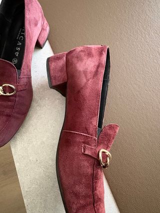 Mocasines Chicas ante burdeos cadena dorada T39