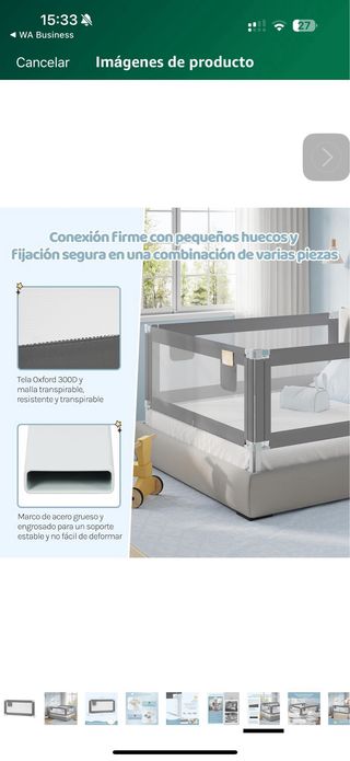 Barrera seguridad infantil para cama