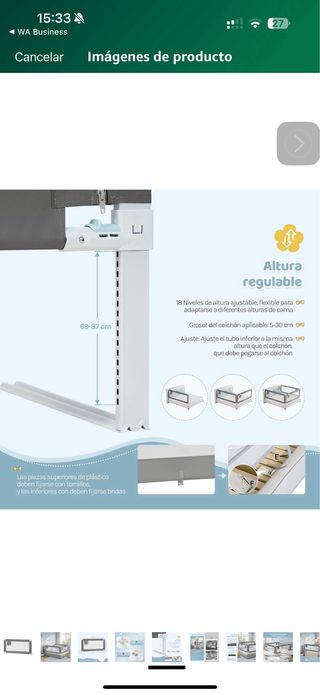 Barrera seguridad infantil para cama