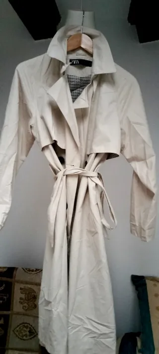 Gabardina MIDI blanca mujer