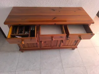 Conjunto comedor rústico madera y cristal