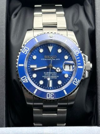Seiko Mod Submariner Azul