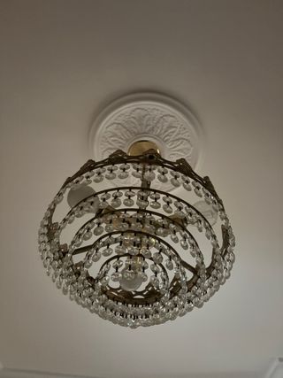 Lámpara Techo Cristal Colgante Dorado