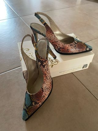 Tacones Brenda Zaro Piel Pitón Multicolor