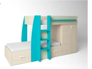 Cama tren con armario y cajones