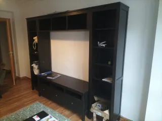 Mueble TV negro + estanterías