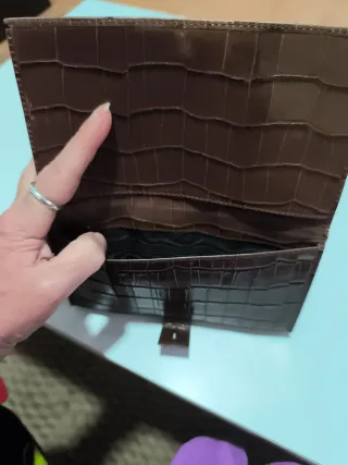 Monedero billetero marrón efecto piel