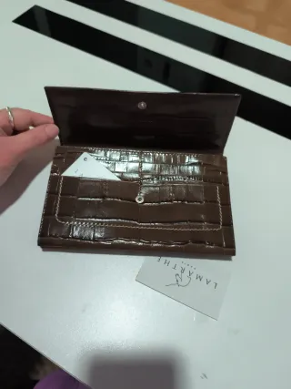 Monedero billetero marrón efecto piel