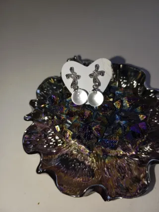 Pendientes Plata 925 Cuarzo Blanco Cristal lazos