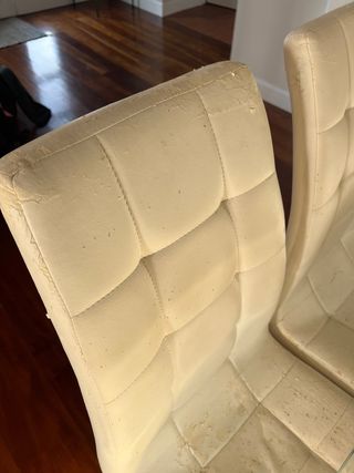 Mesa y 6 Sillas Comedor Cristal y Piel