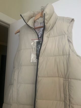 Chaleco largo acolchado beige talla única