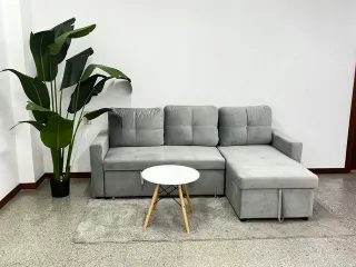 Sofá cama 3 plazas gris terciopelo - envío gratis