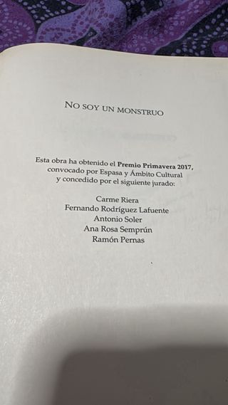 No soy un monstruo: Premio primavera de novela ...