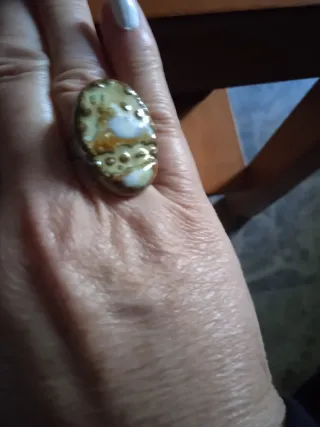 Lote 2 Anillos Piedra Marrón Plateado