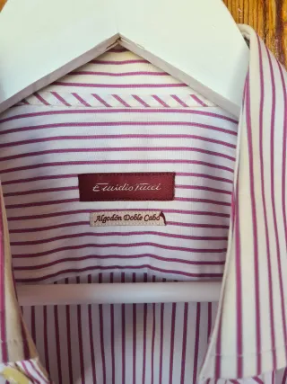 Camisa Emidio Tucci Riscas Rosa e Branco