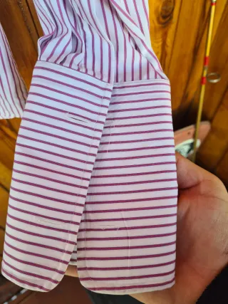Camisa Emidio Tucci Riscas Rosa e Branco