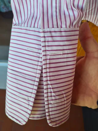 Camisa Emidio Tucci Riscas Rosa e Branco