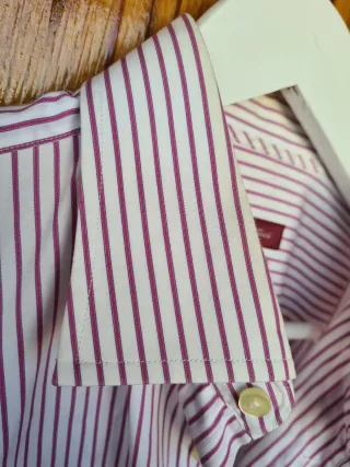 Camisa Emidio Tucci Riscas Rosa e Branco