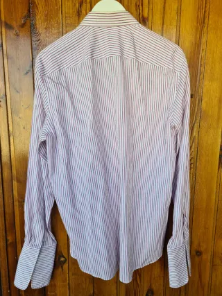 Camisa Emidio Tucci Riscas Rosa e Branco