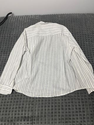Camisa niño lino rayas beige T9 Zara