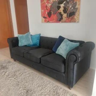 Sofá Chester 3 plazas terciopelo negro