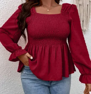 Blusa Talla 46(1XL) lunares manga abullonada mujer