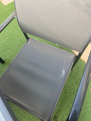 Mesa cristal exterior 6 sillas metal