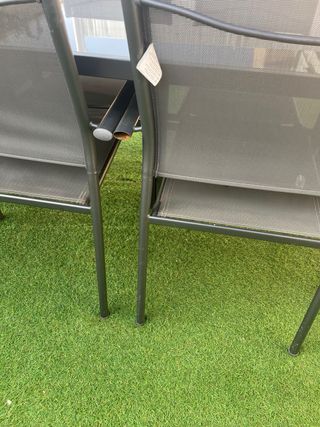 Mesa cristal exterior 6 sillas metal