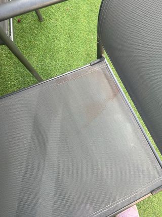 Mesa cristal exterior 6 sillas metal