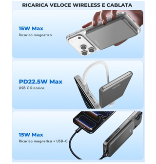 Powerbank Magnetico Magsafe 5000mAh Ultra Sottile