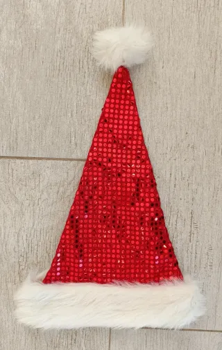 Gorra de Noel brillante roja y blanca