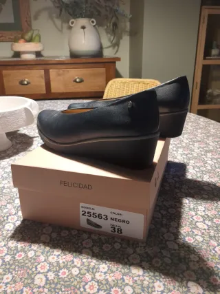 Zapatos de cuña negros mujer talla 38