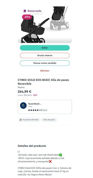 Lote Carro+Silla+Adaptadores Cybex para Yolanda