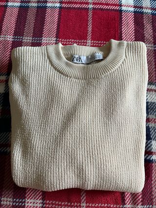 Jersey Zara Beige Manga Abullonada