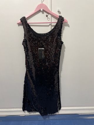 Vestido lentejuelas Ada Gatti negro /talla 40 M