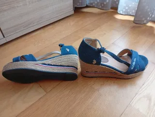 Sandalias cuña Polo azul