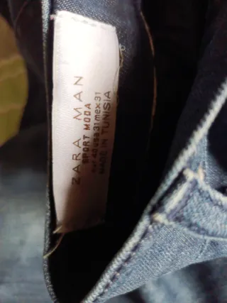 Pantalones Zara Hombre Talla 40 Azul/Gris