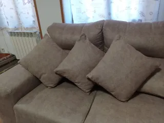 Sofá cheslong beige tela