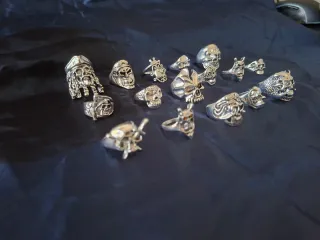 16 Anillos Calavera Estilo Retro acabado plata