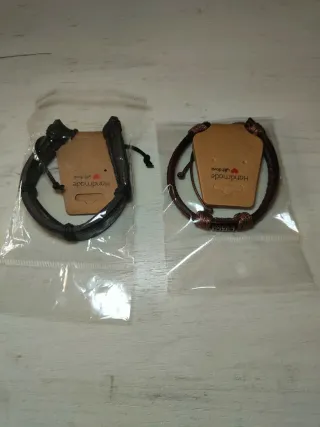 Jose A. Pulseras de hombre cuero negro y marrón