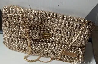 Bolso fiesta crochet dorado hecho a mano
