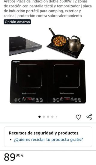 Arebos Placa Inducción Doble 3500W 2 Zonas 56x35cm