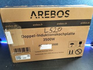Arebos Placa Inducción Doble 3500W 2 Zonas 56x35cm