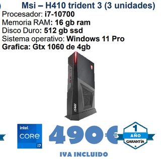 PC da gaming MSI H410 Trident 3 i7-10700