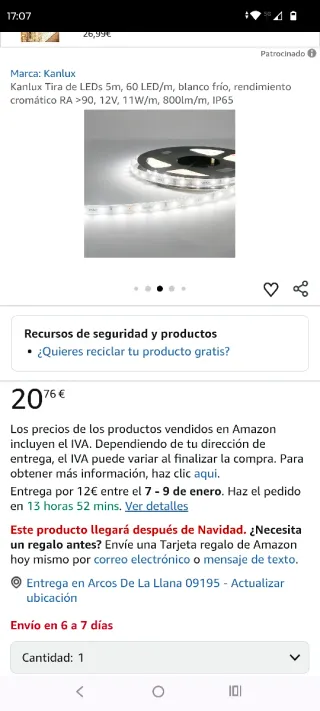 Tira LED Kanlux 5m Blanco Frío IP65