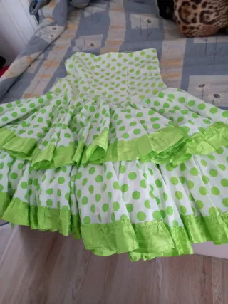 Falda Flamenca Lunares Verde y Blanca