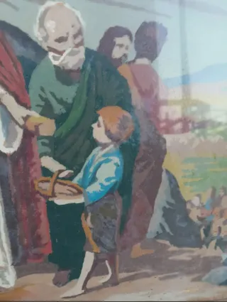 Quadro olio, Gesù, Moltiplicazione dei pani