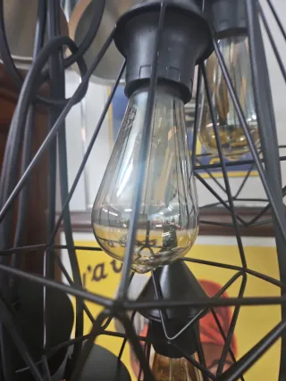 Lampade Industriali Nere in Metallo