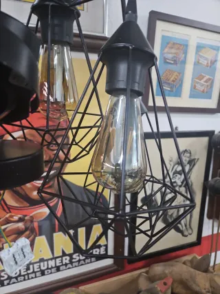 Lampade Industriali Nere in Metallo